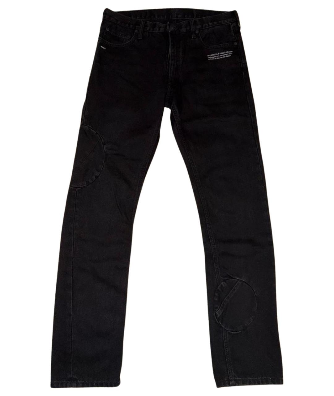 OFF-WHITE Черные хлопковые прямые джинсы, фото 1