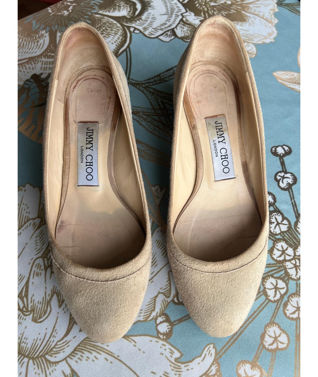 JIMMY CHOO Бежевые замшевые туфли, фото 2