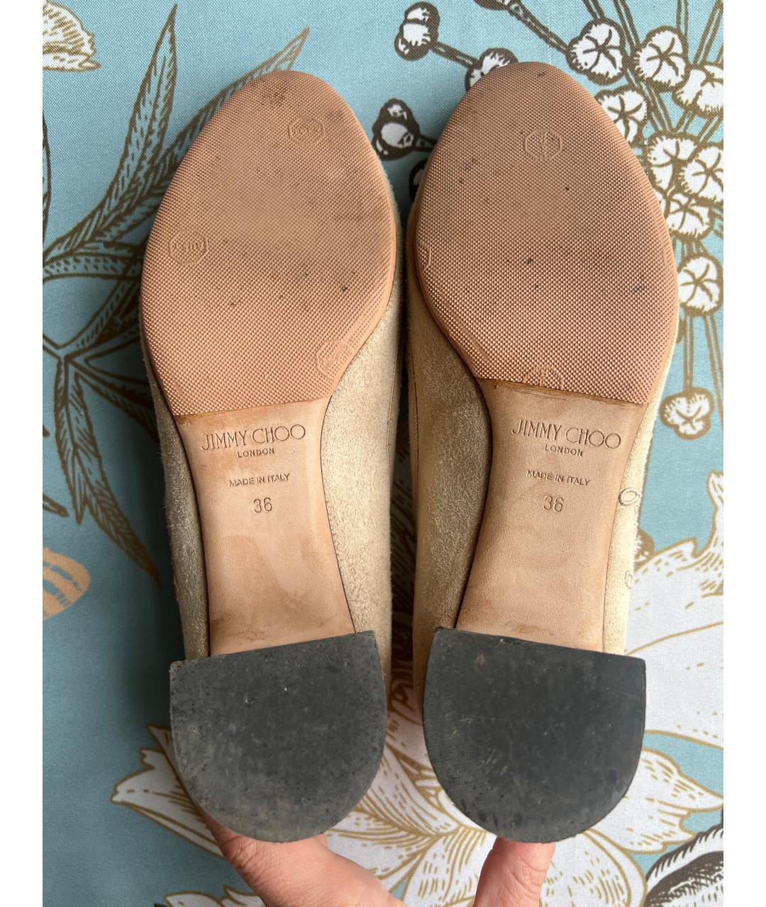 JIMMY CHOO Бежевые замшевые туфли, фото 5