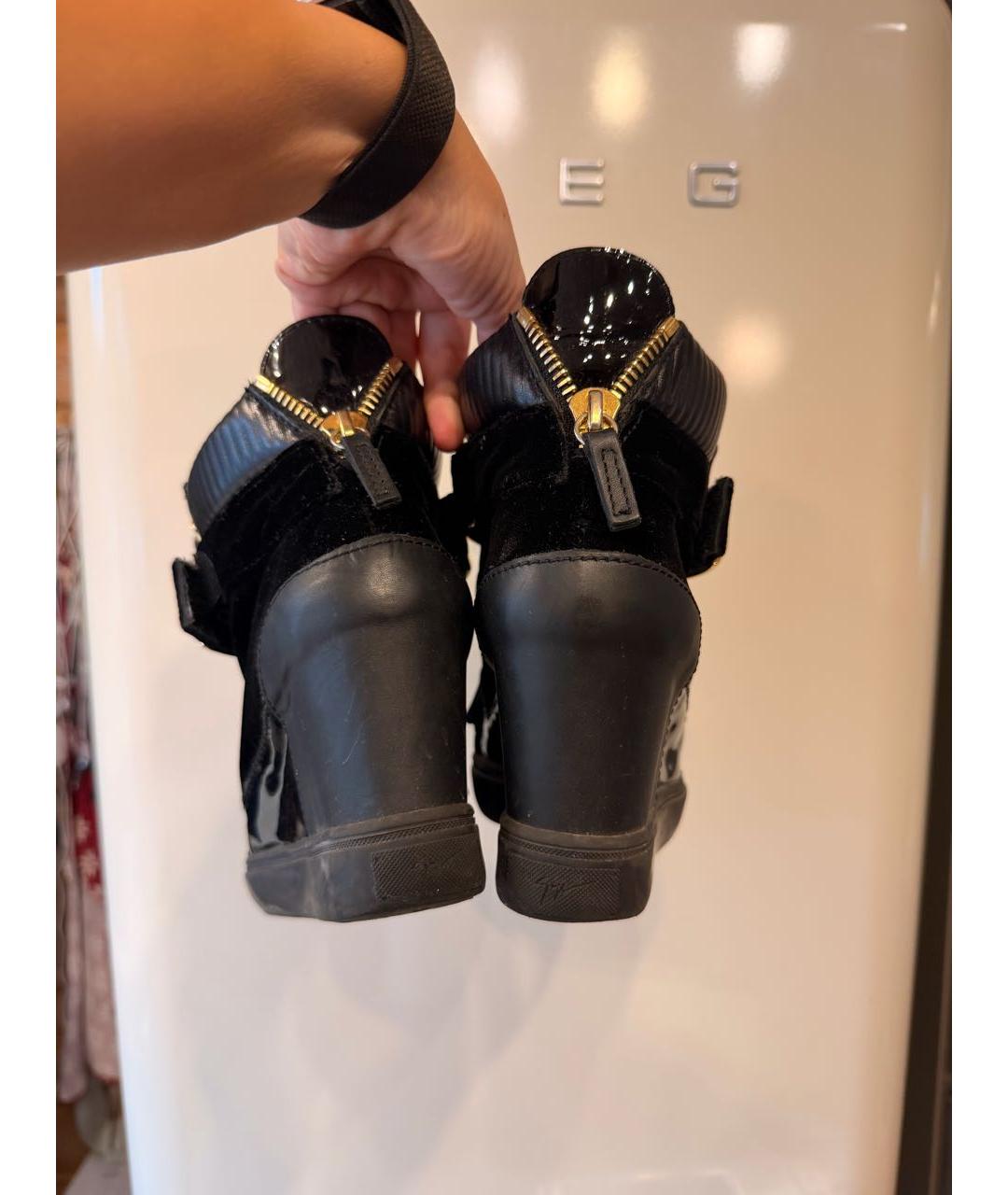 GIUSEPPE ZANOTTI DESIGN Черные бархатные кроссовки, фото 4