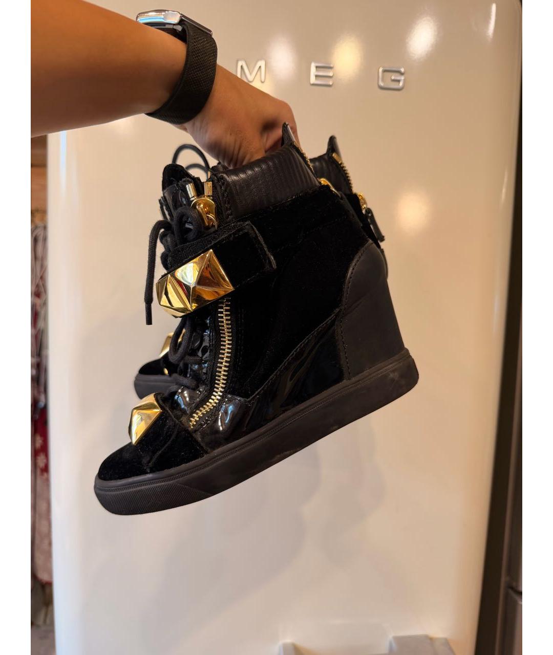 GIUSEPPE ZANOTTI DESIGN Черные бархатные кроссовки, фото 9