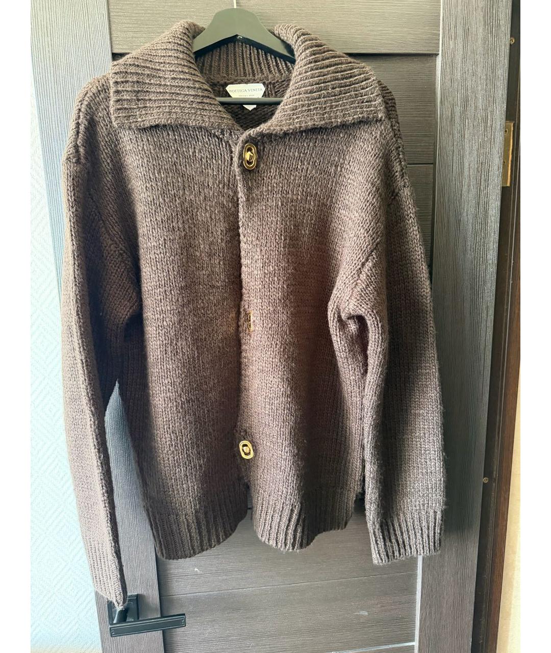 BOTTEGA VENETA Коричневый шерстяной кардиган, фото 9