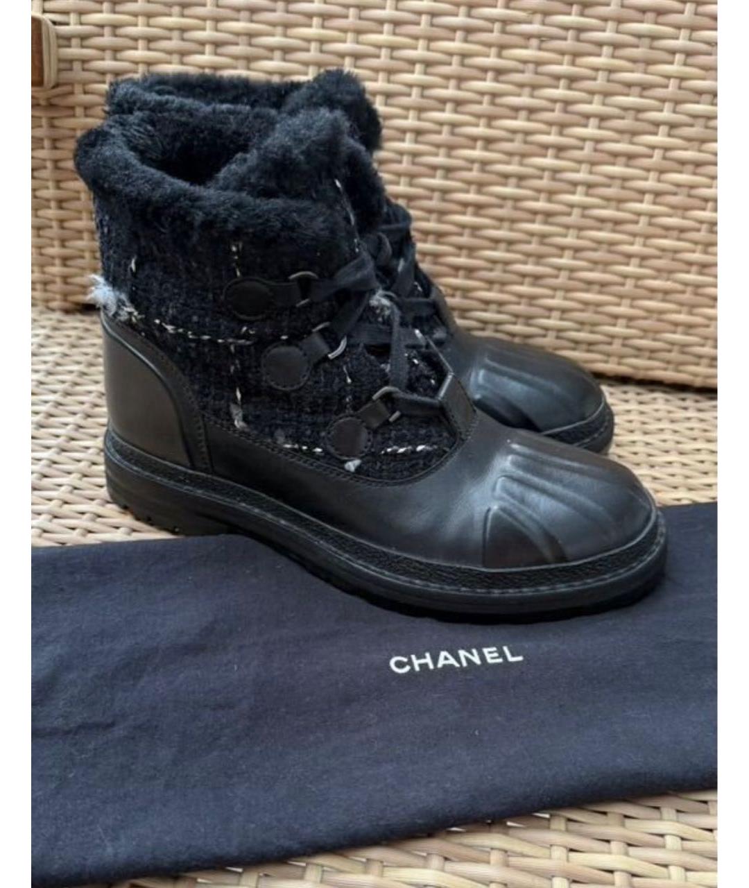 CHANEL Черные кожаные ботинки, фото 6