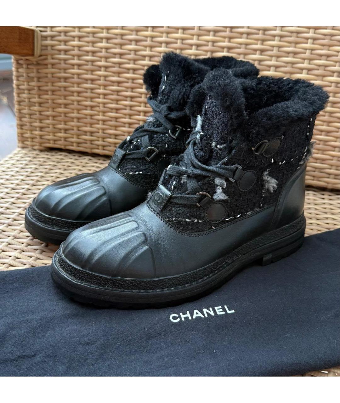 CHANEL Черные кожаные ботинки, фото 2