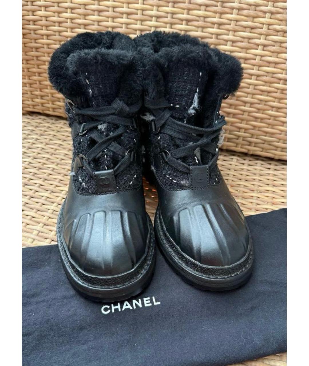 CHANEL Черные кожаные ботинки, фото 3