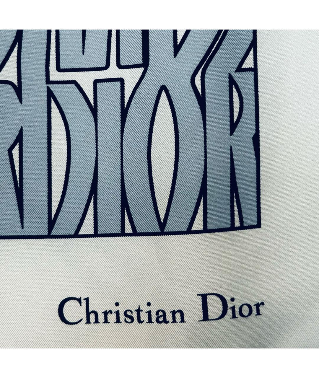 CHRISTIAN DIOR Голубой шелковый платок, фото 2