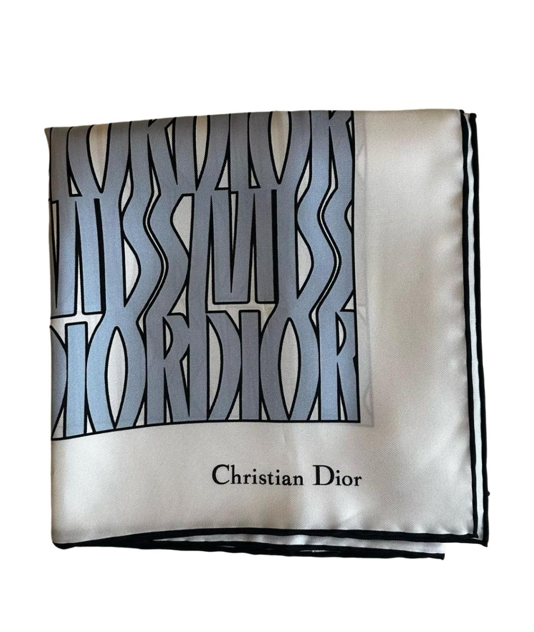 CHRISTIAN DIOR Голубой шелковый платок, фото 1