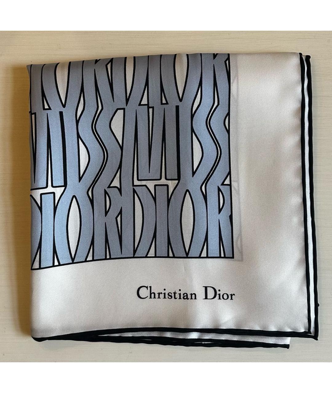CHRISTIAN DIOR Голубой шелковый платок, фото 9