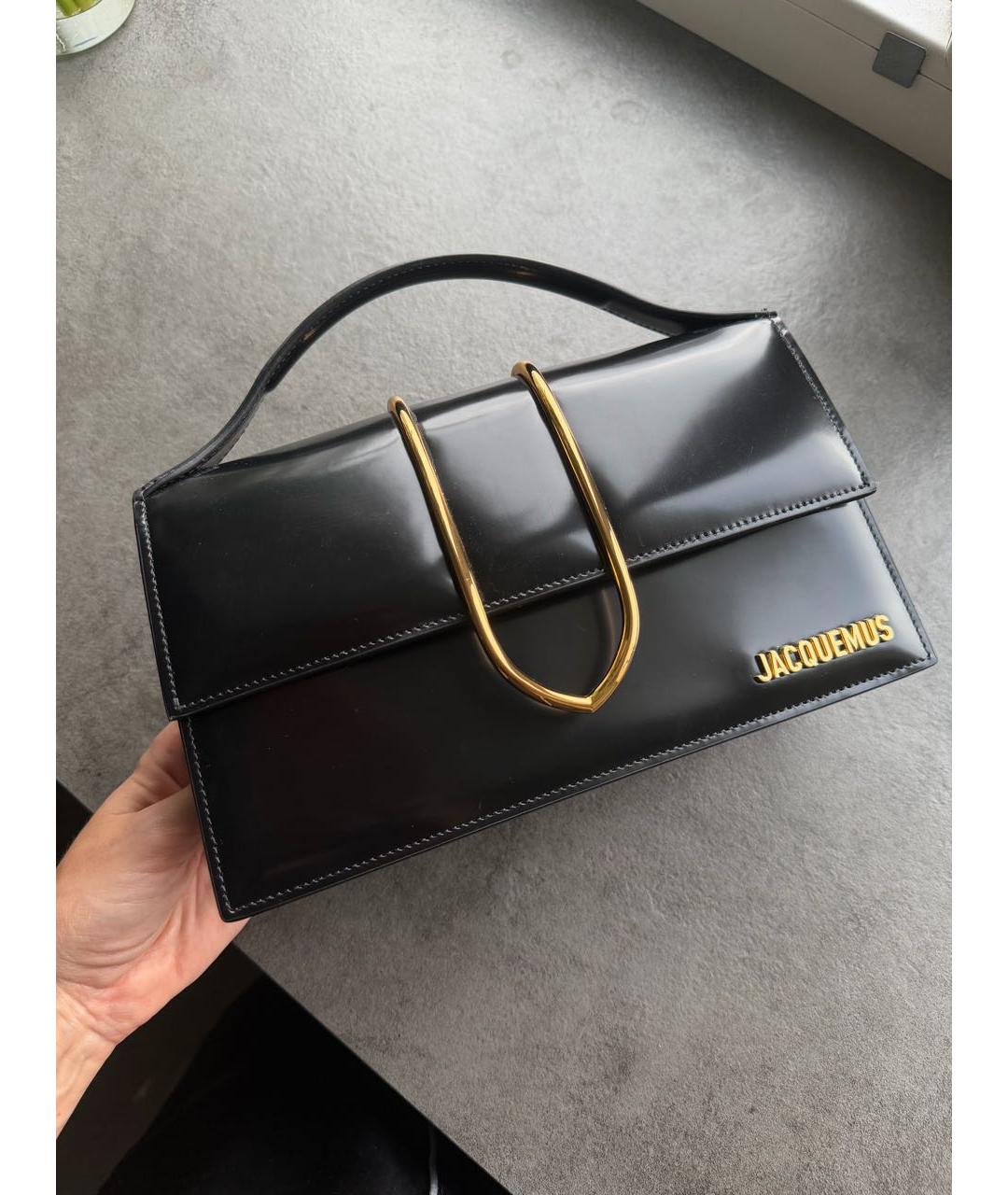 JACQUEMUS Черная кожаная сумка с короткими ручками, фото 2