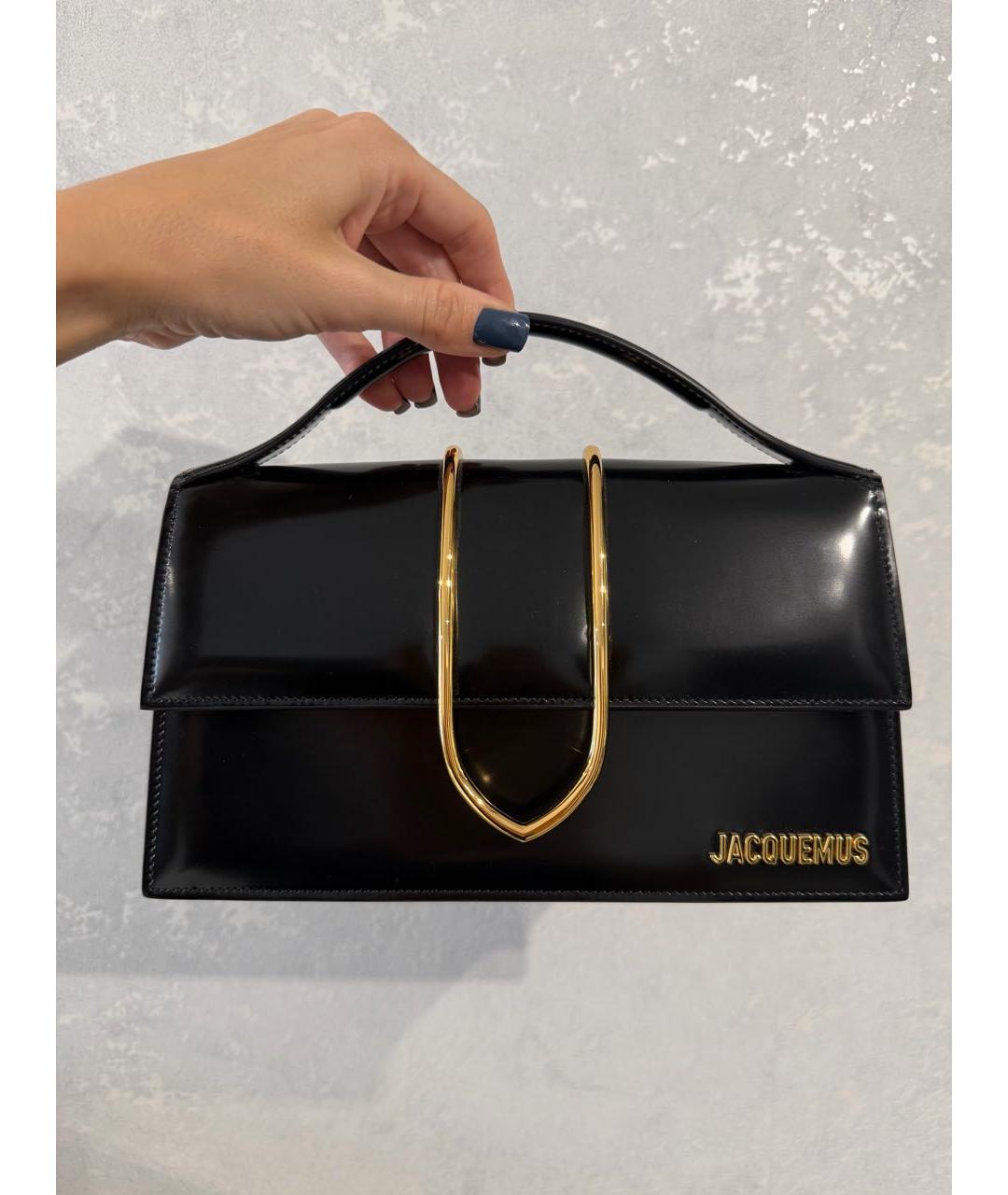 JACQUEMUS Черная кожаная сумка с короткими ручками, фото 7