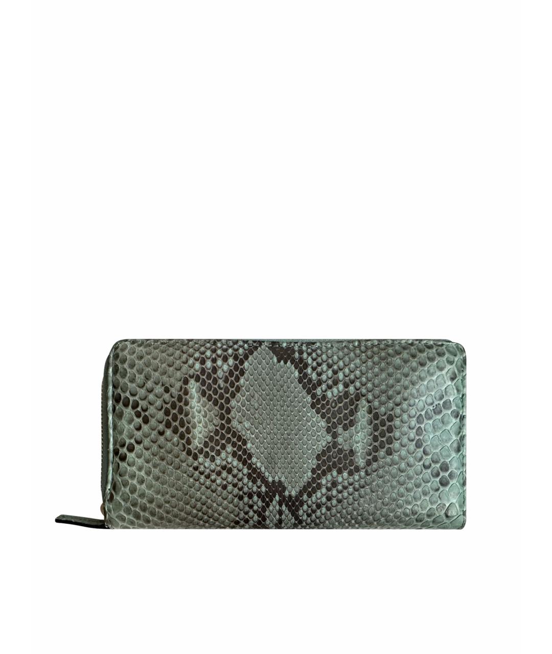 GUCCI Бирюзовый кошелек из кожи питона, фото 6