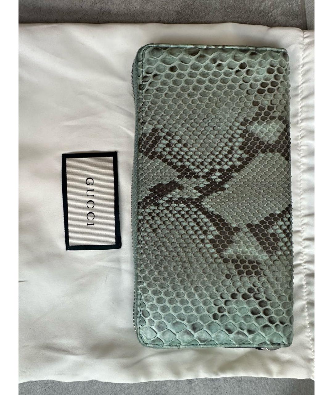 GUCCI Бирюзовый кошелек из кожи питона, фото 3
