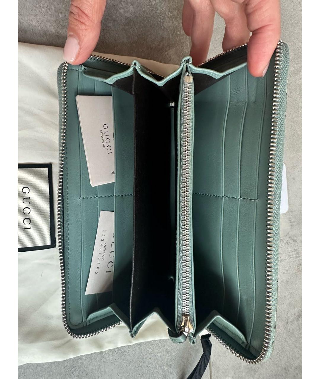 GUCCI Бирюзовый кошелек из кожи питона, фото 2