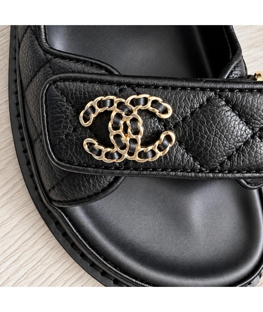 CHANEL Черные кожаные сандалии, фото 7