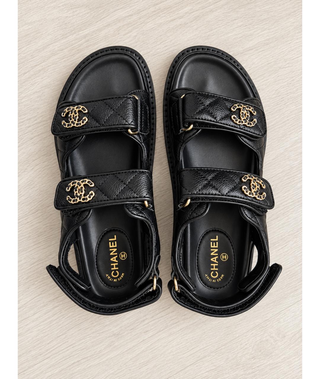 CHANEL Черные кожаные сандалии, фото 3