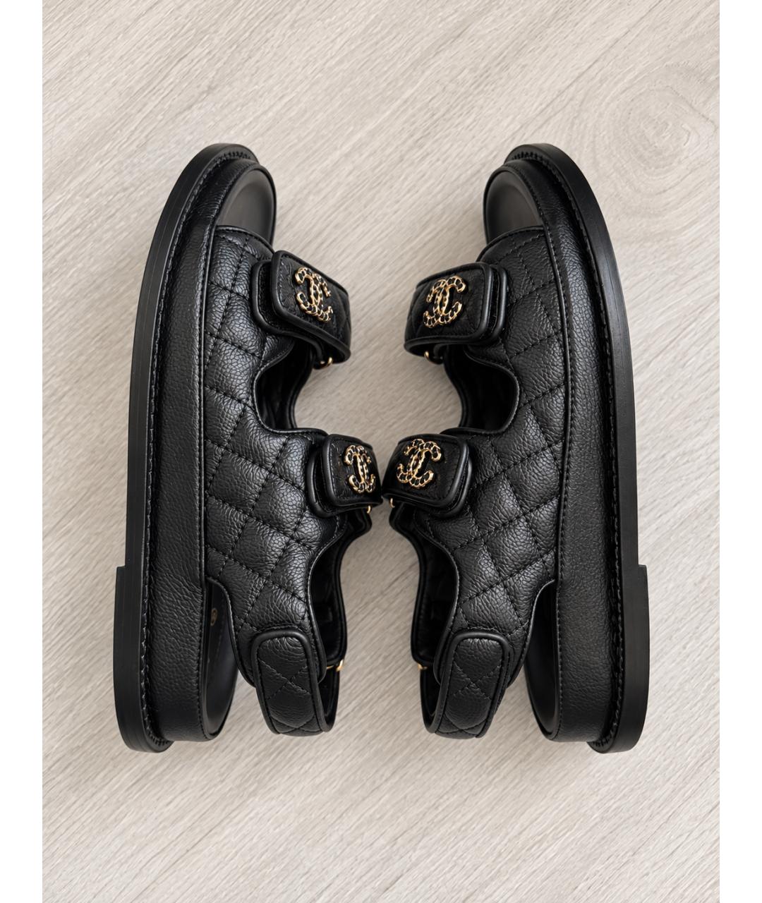 CHANEL Черные кожаные сандалии, фото 10