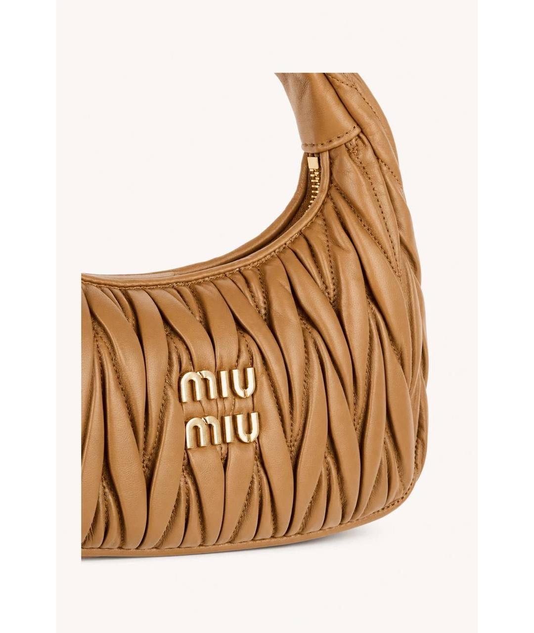 MIU MIU Коричневая кожаная сумка с короткими ручками, фото 4