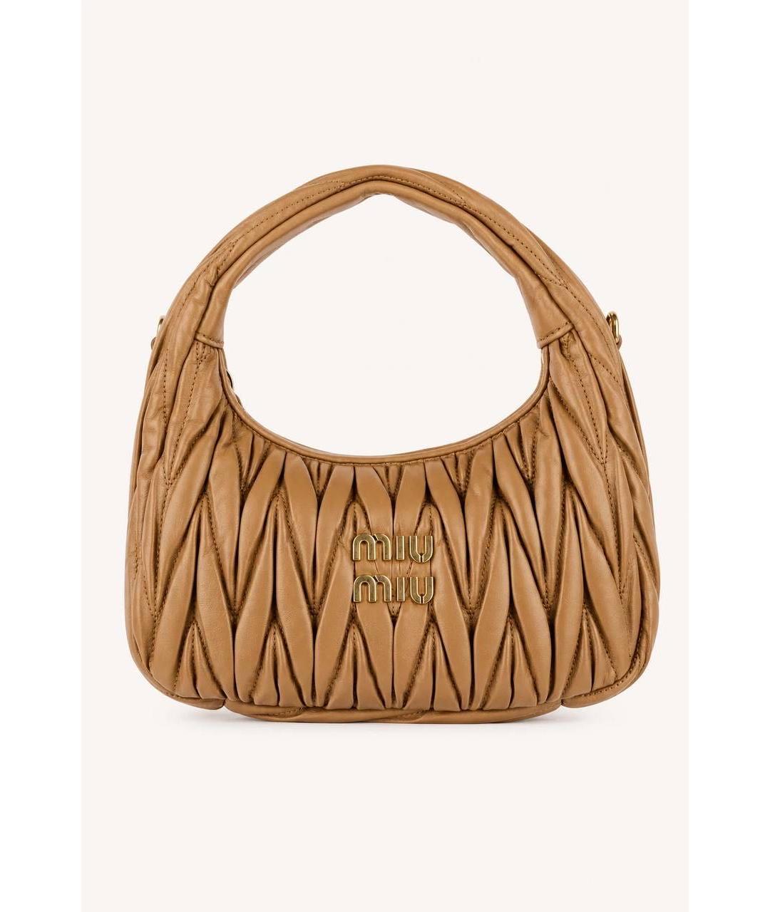 MIU MIU Коричневая кожаная сумка с короткими ручками, фото 7