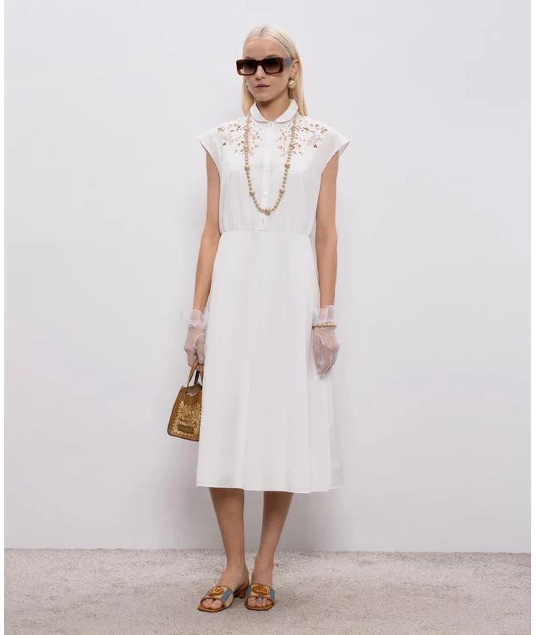 VALENTINO Белое хлопковое повседневное платье, фото 8