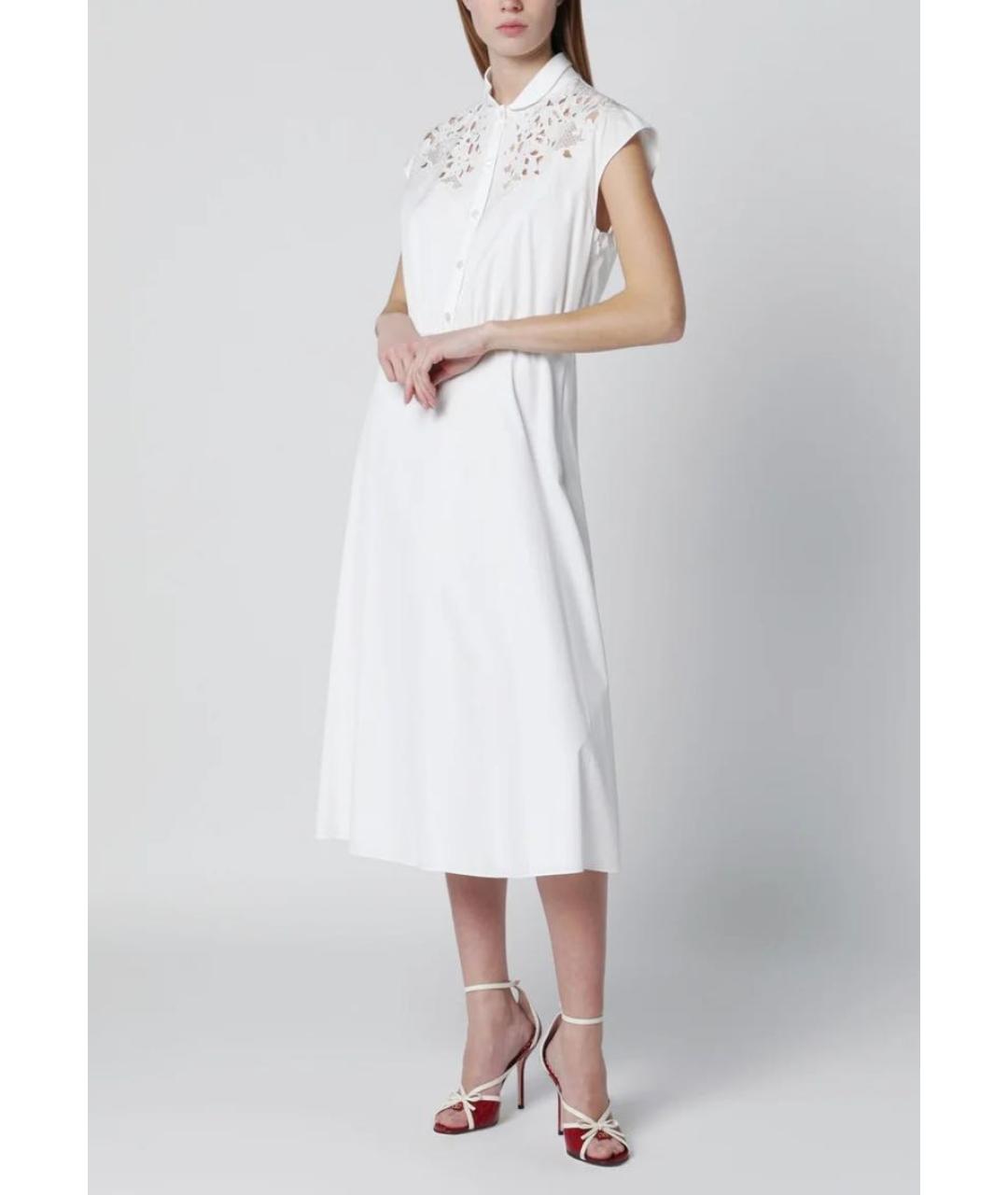 VALENTINO Белое хлопковое повседневное платье, фото 5