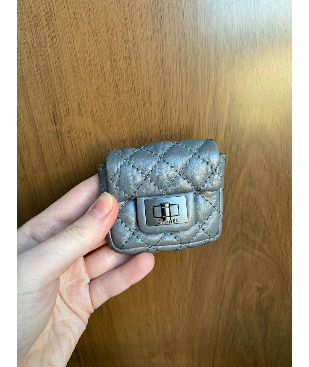 CHANEL Антрацитовый кожаный кошелек, фото 5