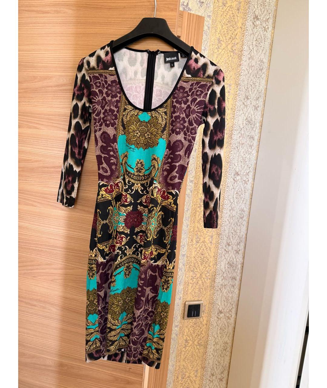 JUST CAVALLI Мульти вискозное повседневное платье, фото 7