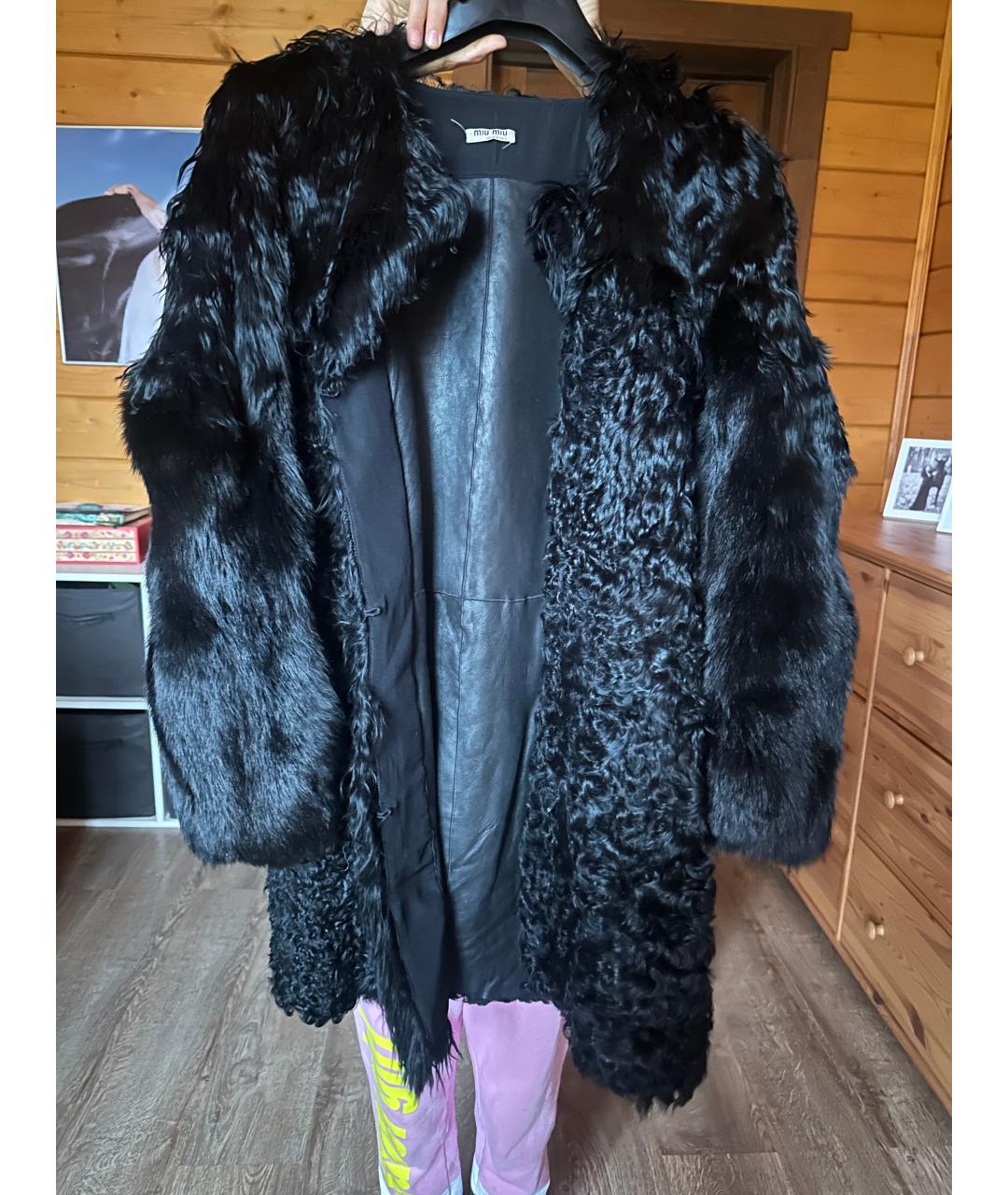 MIU MIU Черная меховая шуба, фото 8