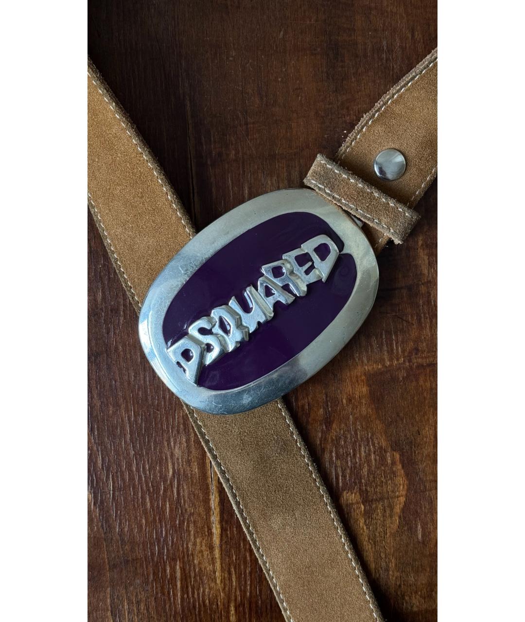 DSQUARED2 Коричневый кожаный ремень, фото 3