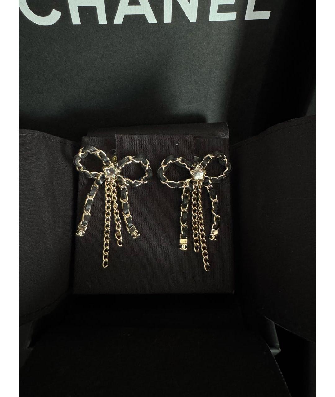 CHANEL Черные кожаные серьги, фото 3