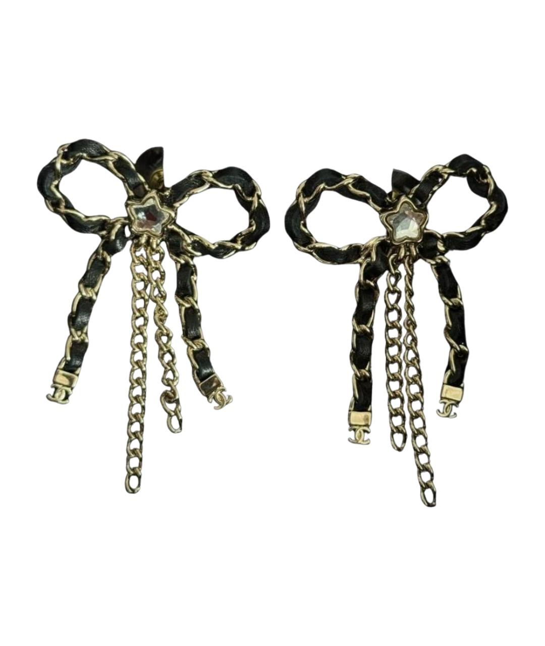 CHANEL Черные кожаные серьги, фото 1