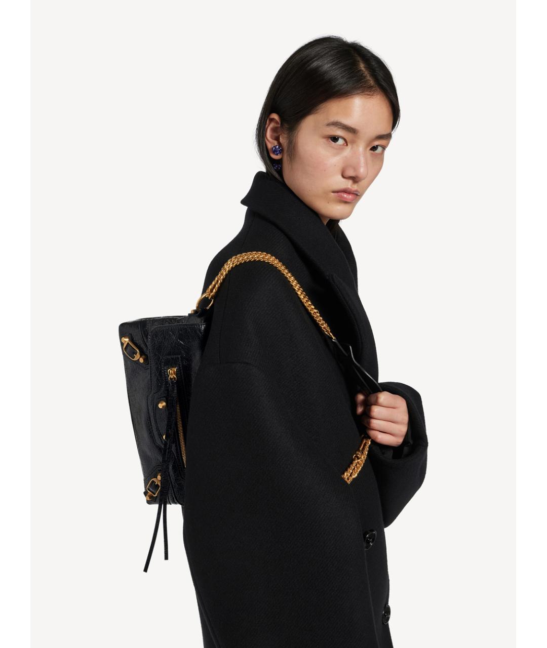 BALENCIAGA Черная кожаная сумка через плечо, фото 2