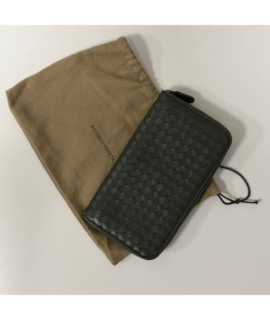 BOTTEGA VENETA Зеленый кожаный кошелек, фото 9