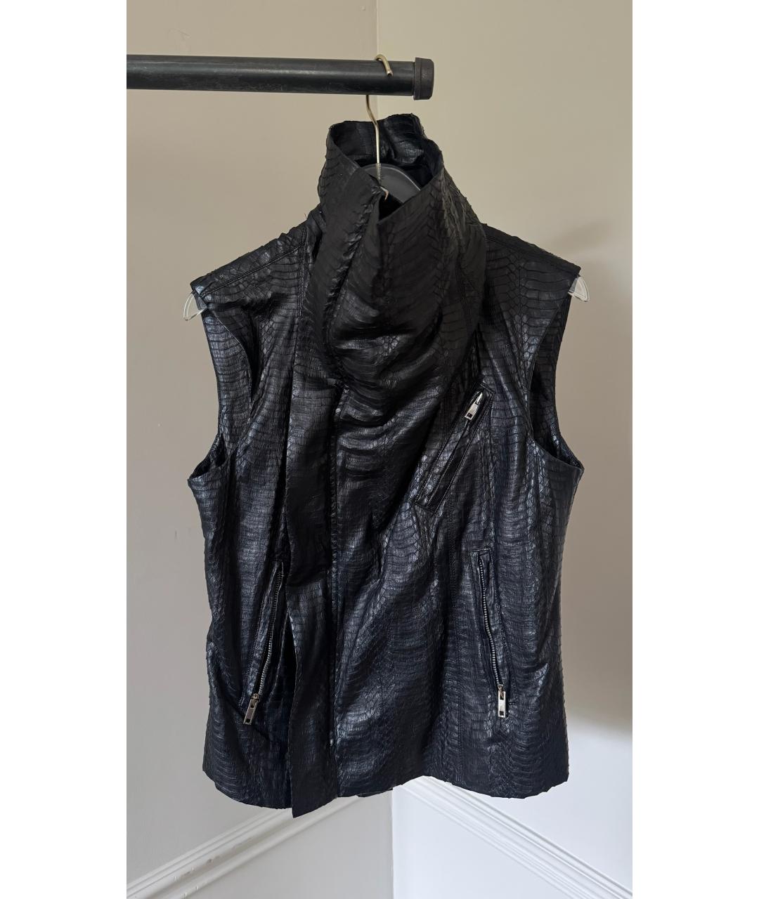 RICK OWENS Черный жилет из кожи питона, фото 6