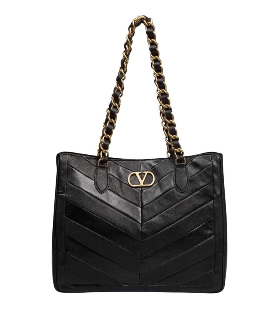 VALENTINO Черная кожаная сумка тоут, фото 1