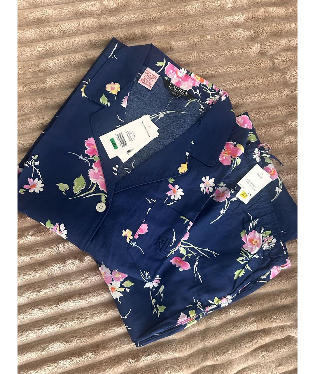 RALPH LAUREN Темно-синяя хлопковая пижама, фото 5