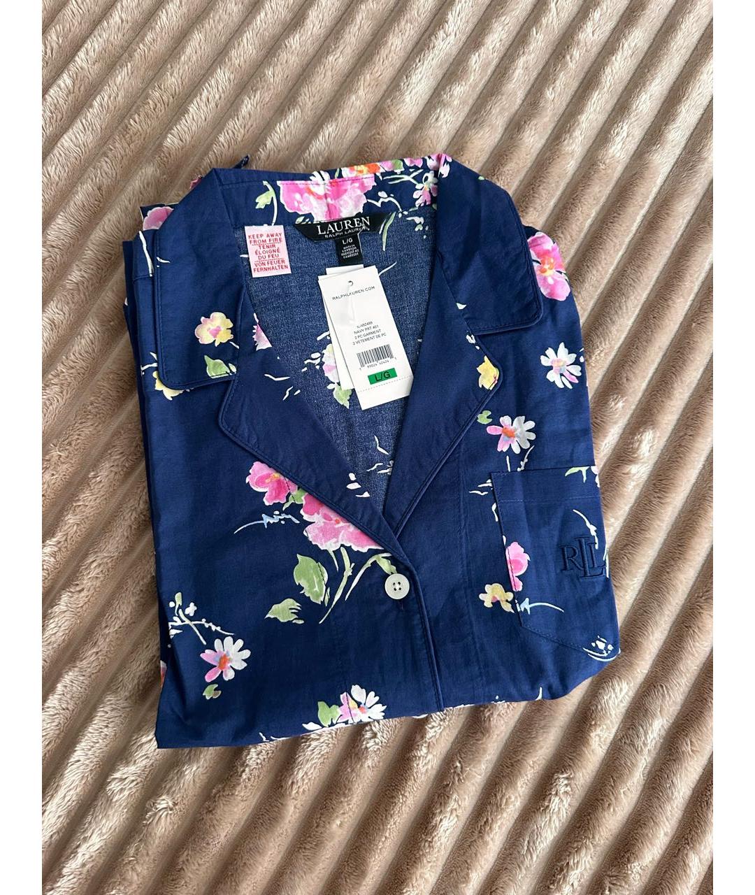 RALPH LAUREN Темно-синяя хлопковая пижама, фото 3
