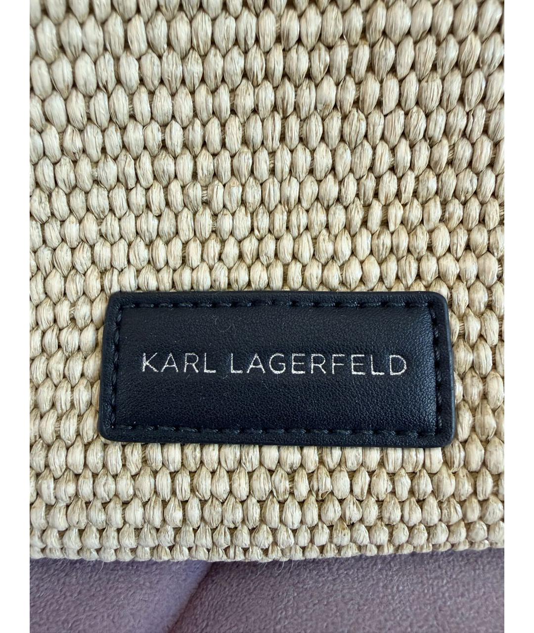 KARL LAGERFELD Бежевая рафиевая пляжная сумка, фото 8