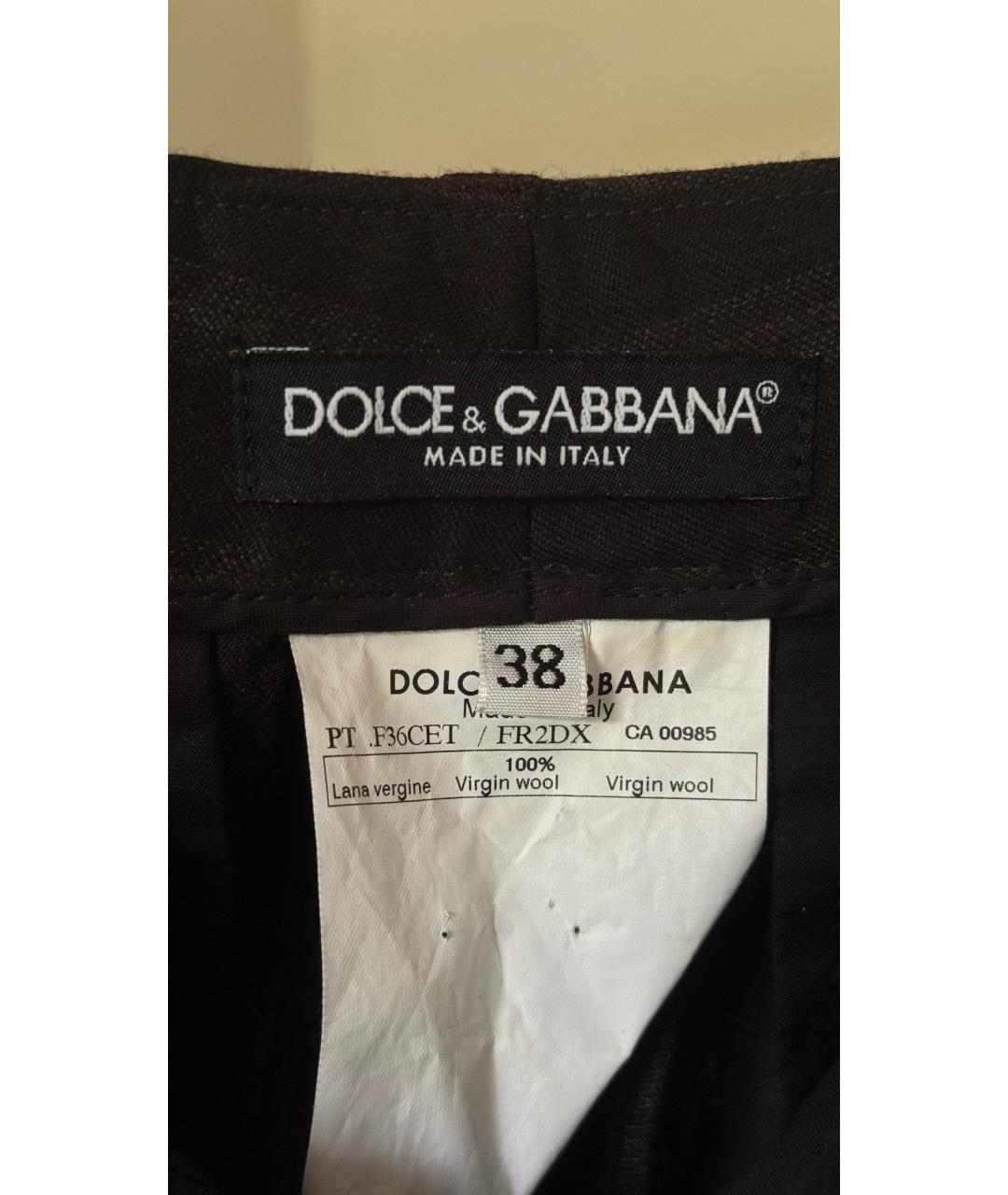 DOLCE&GABBANA Черные шерстяные прямые брюки, фото 4