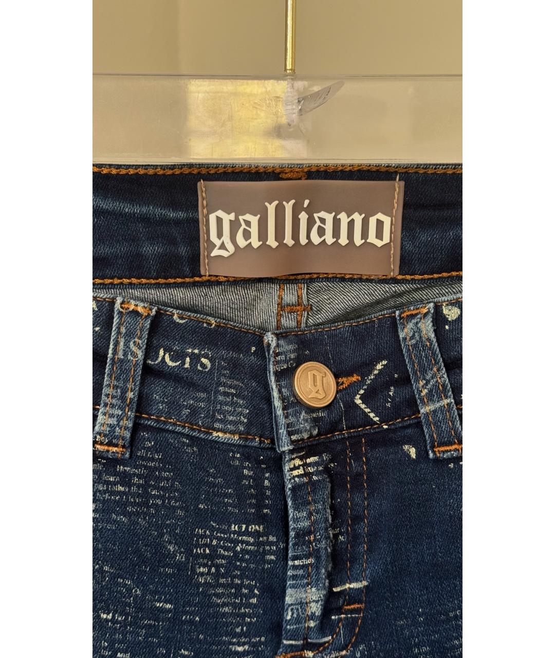 JOHN GALLIANO Темно-синие хлопковые прямые джинсы, фото 3