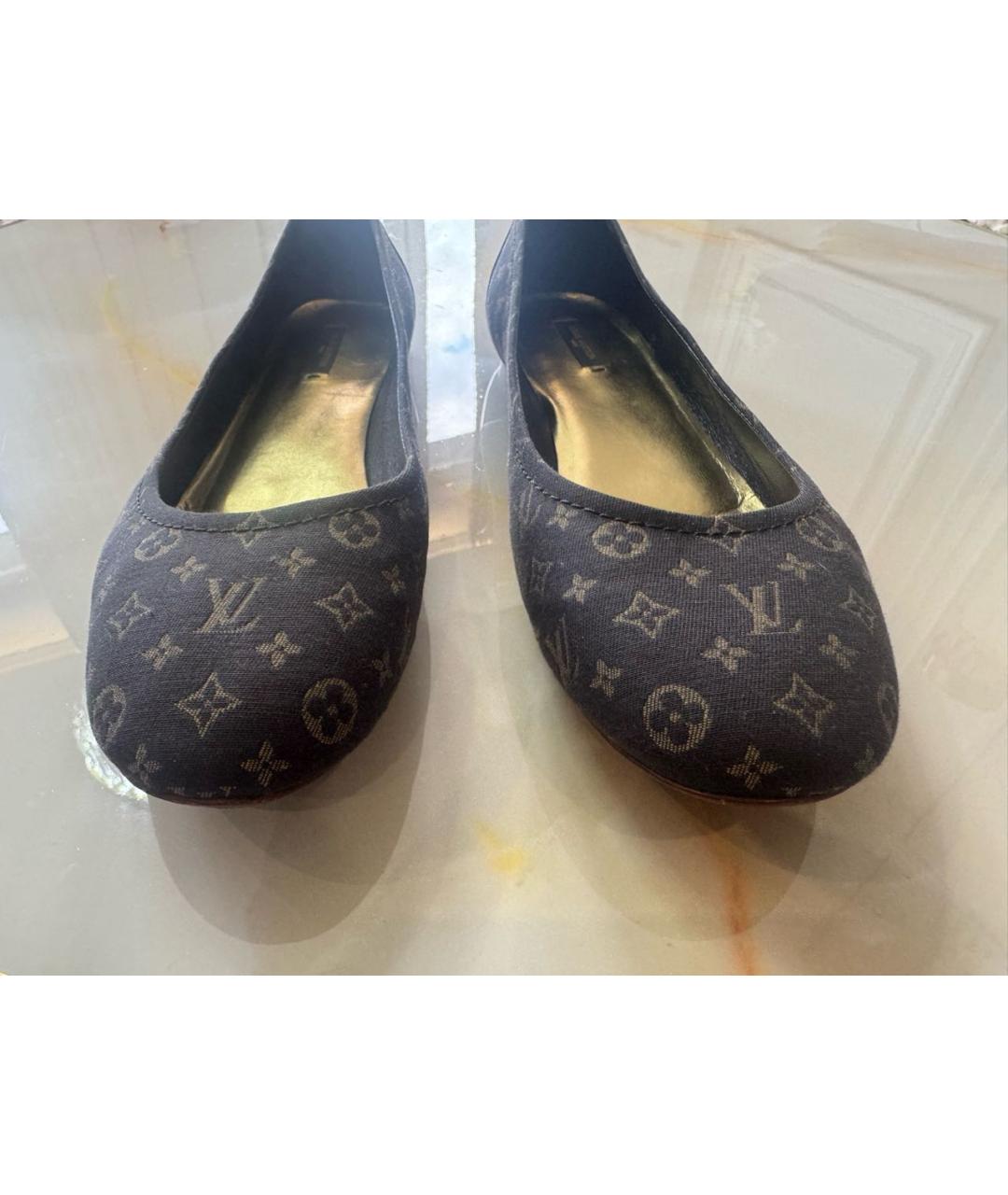 LOUIS VUITTON Коричневые текстильные балетки, фото 7