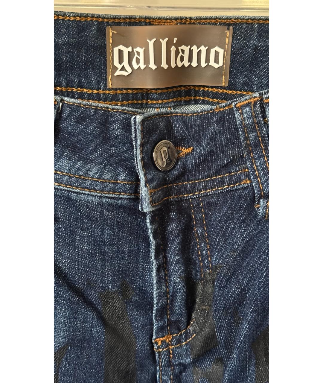 JOHN GALLIANO Темно-синие хлопковые прямые джинсы, фото 4