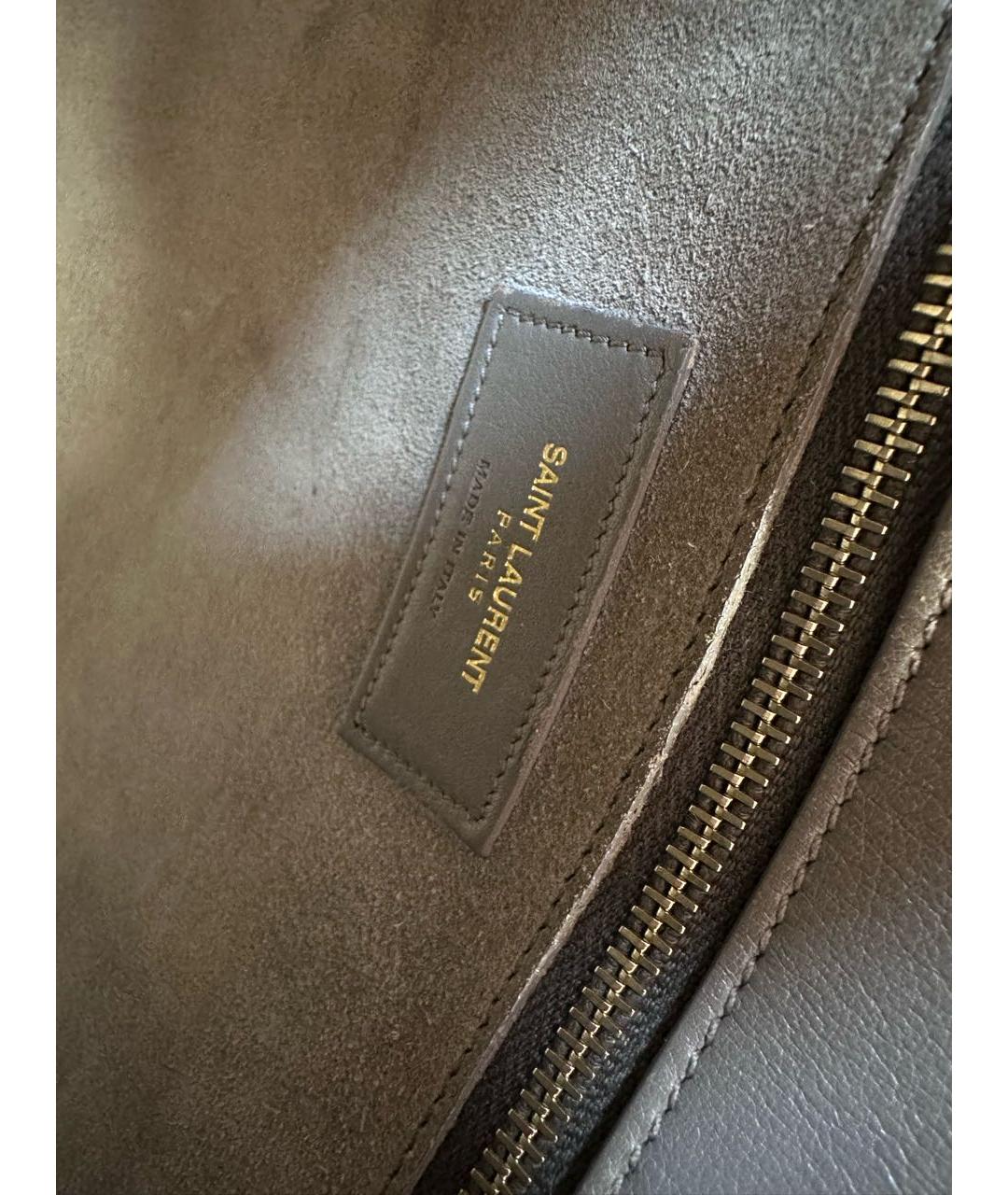 SAINT LAURENT Серая кожаная сумка тоут, фото 7