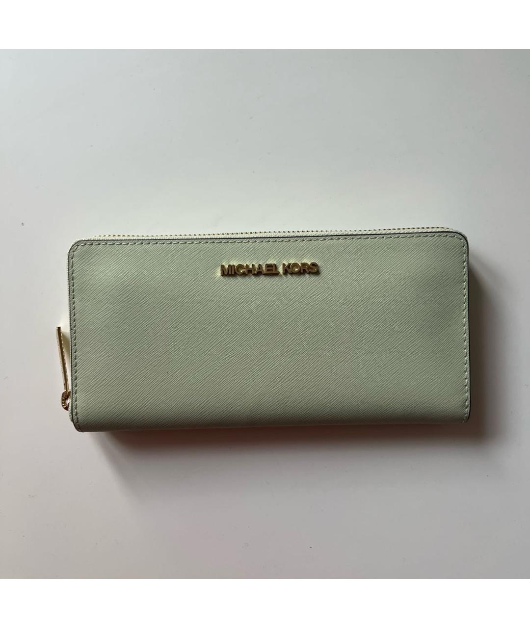 MICHAEL KORS Зеленый кожаный кошелек, фото 5
