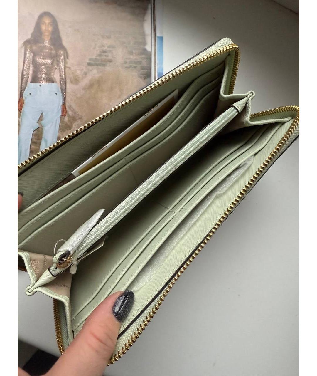 MICHAEL KORS Зеленый кожаный кошелек, фото 4