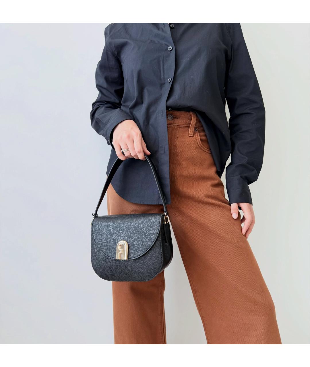FURLA Черная кожаная сумка через плечо, фото 7