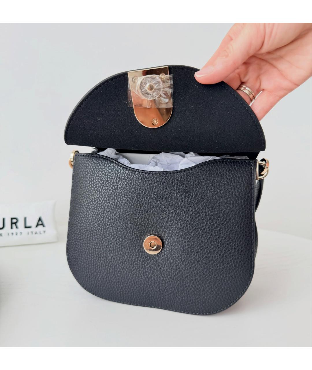 FURLA Черная кожаная сумка через плечо, фото 5