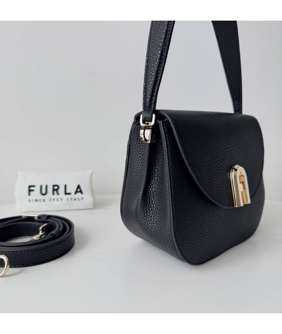 FURLA Черная кожаная сумка через плечо, фото 6
