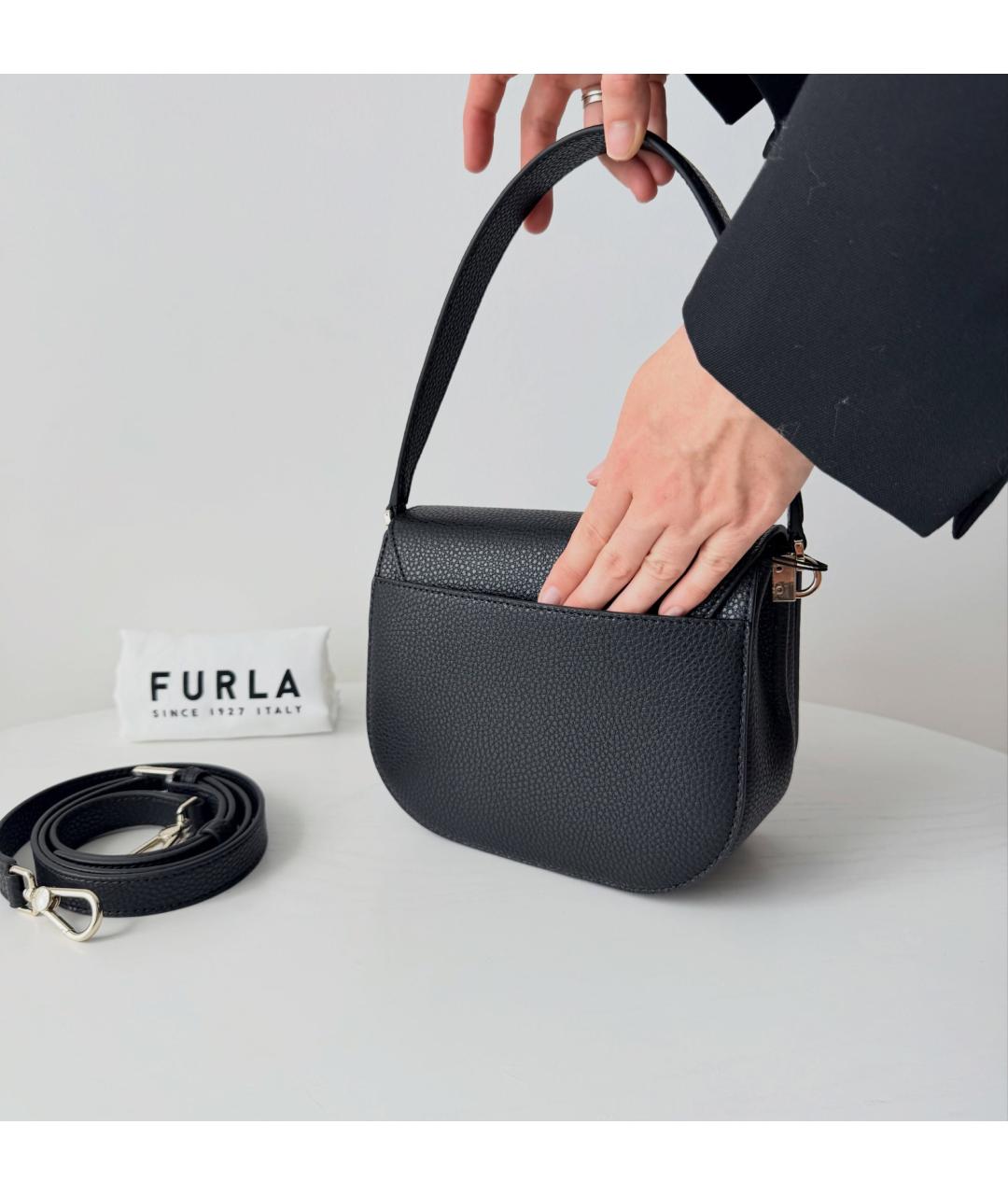FURLA Черная кожаная сумка через плечо, фото 3
