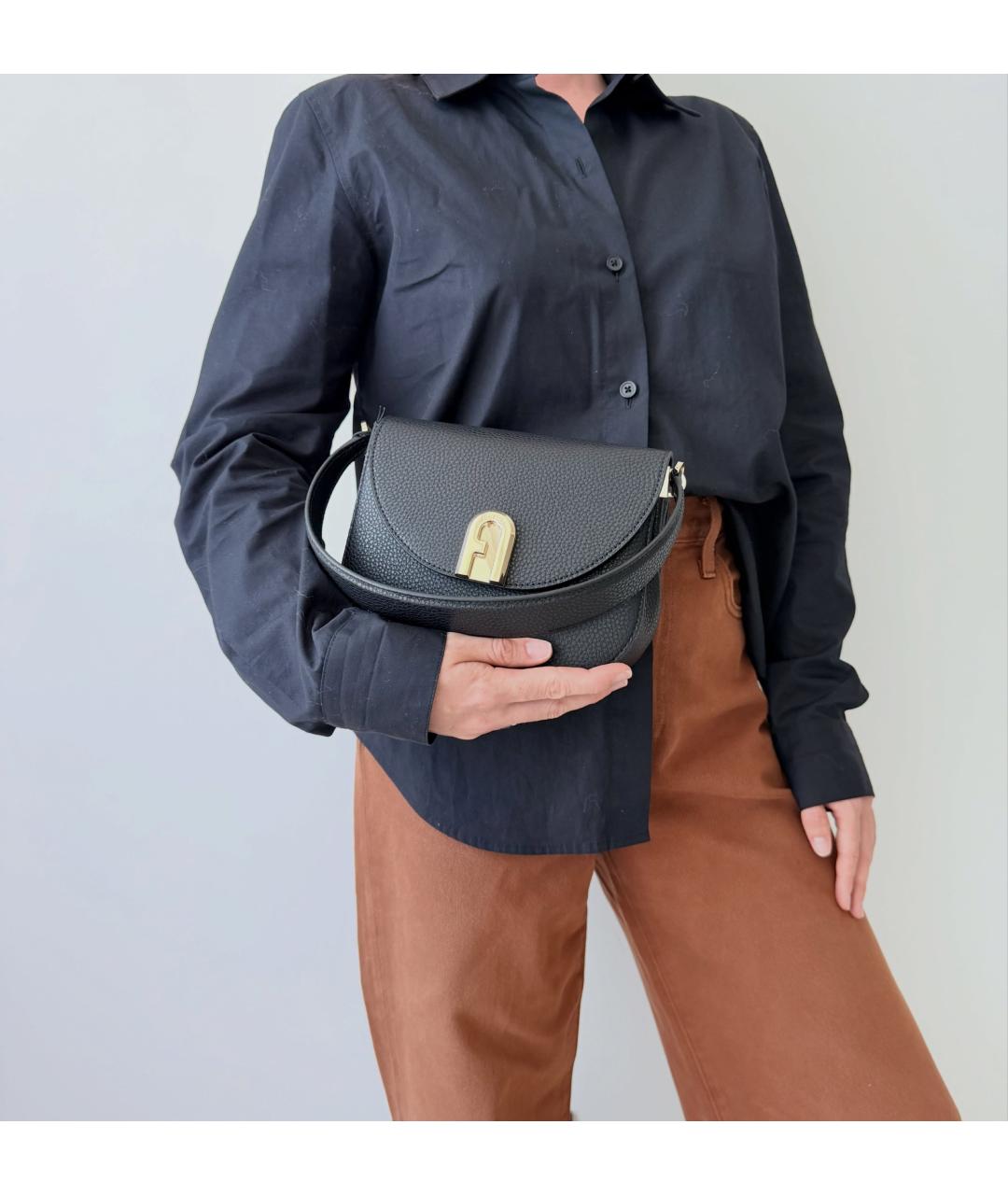 FURLA Черная кожаная сумка через плечо, фото 2
