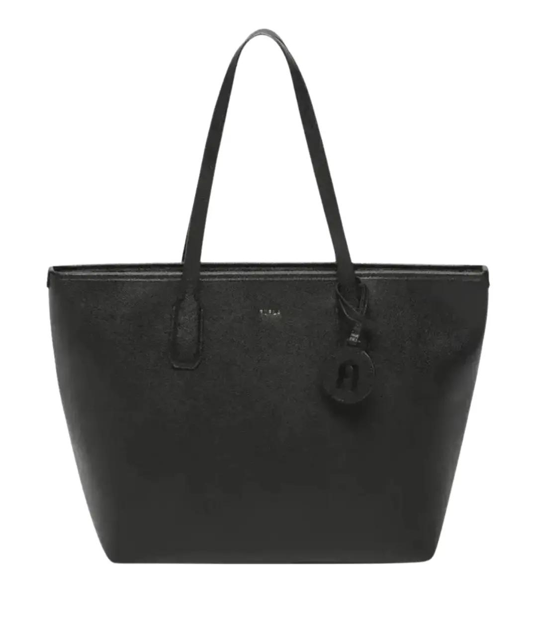 FURLA Черная кожаная сумка тоут, фото 1